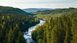 forest overview with river